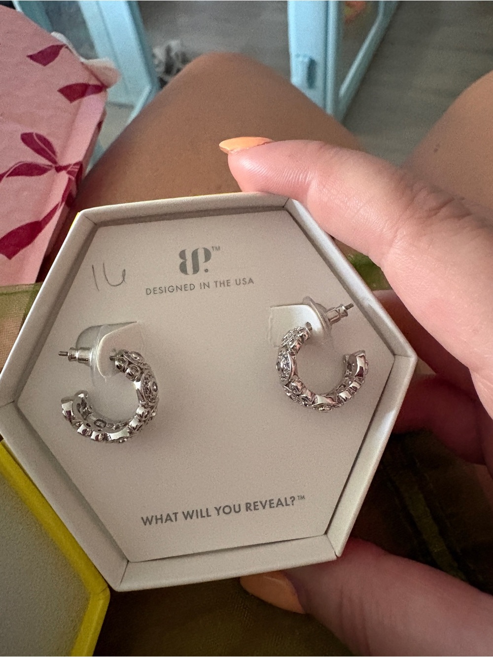 bp Silver Textured Mini Hoop Earrings